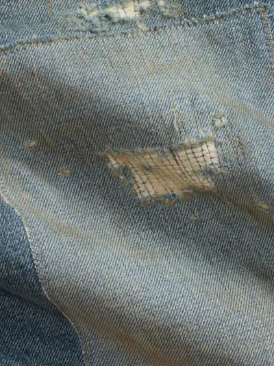 Rrl Distressed Patchwork Jeans In Blue