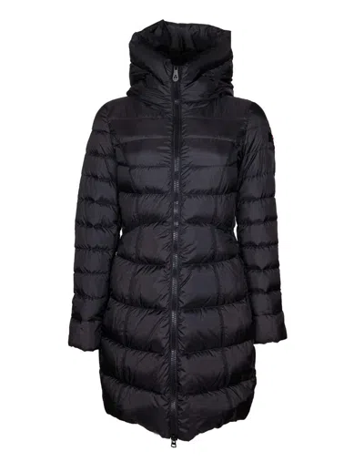 Peuterey Funnel-neck Padded Mid-length Coat In Black