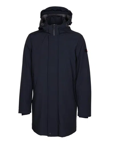Peuterey Smooth Trench Coat In Technical Fabric In Blue