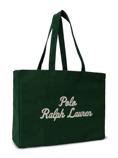 Polo Ralph Lauren Cotton Logo Tote Bag In Green