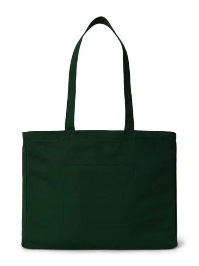 Polo Ralph Lauren Cotton Logo Tote Bag In Green