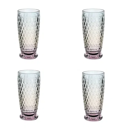 Villeroy & Boch Set Of 4 Boston Pearl Highball Tumblers In Blue