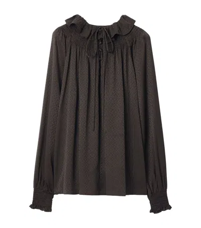 Burberry Bluse Mit Geometrischem Muster In Brown