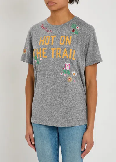 Mother Womens Hot On The Trail The Rowdy Embroidered Woven T-shirt In Gray
