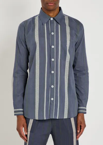 Smr Days Enamorados Striped Cotton Shirt In Blue