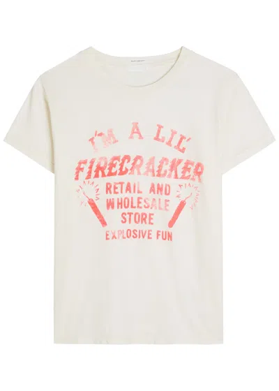 Mother Womens Lil Firecracker The Boxy Goodie Goodie Short-sleeves Cotton-jersey T-shirt Xs In White