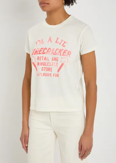 Mother Womens Lil Firecracker The Boxy Goodie Goodie Short-sleeves Cotton-jersey T-shirt Xs In White