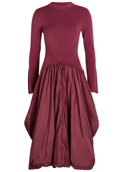 Simkhai Womens Cranberry Kenlie Puffball Stretch-woven Midi Dress In Red