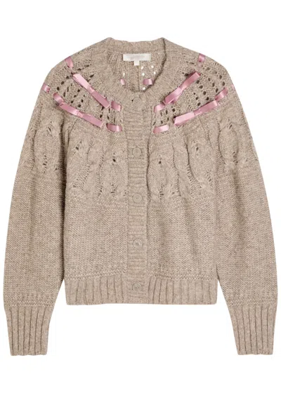 Loveshackfancy Clementian Alpaca-blend Ribbon Cardigan In Brown