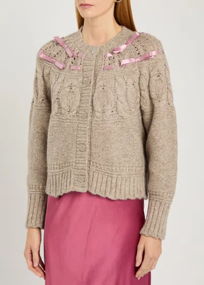 Loveshackfancy Clementian Alpaca-blend Ribbon Cardigan In Brown
