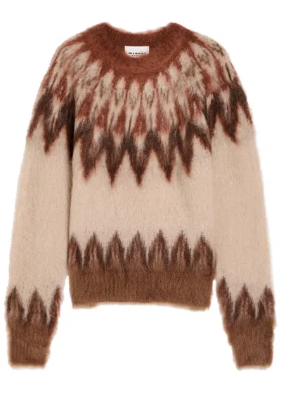 Isabel Marant Étoile Lightweight Textured Knit Sweater With Relaxed Fit In Brown