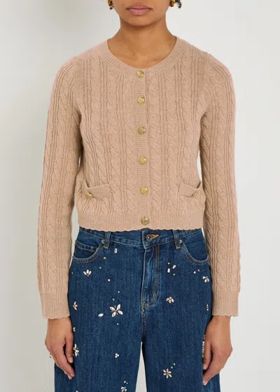 Loveshackfancy Eugenie Wool And Cashmere-blend Cardigan In Brown
