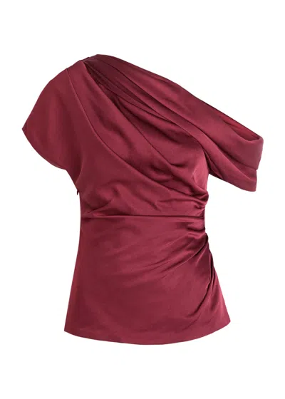 Simkhai Women's Phoebe Draped Satin Top In Cranberry In Red