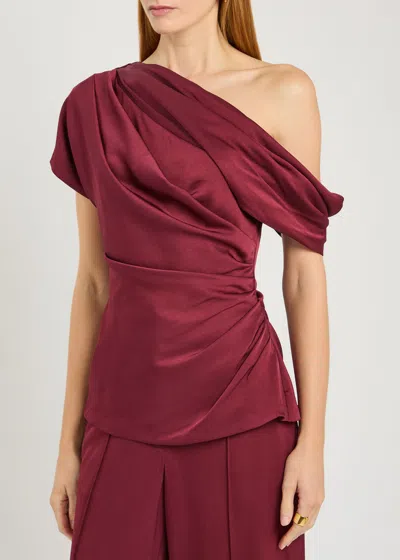 Simkhai Women's Phoebe Draped Satin Top In Cranberry In Red