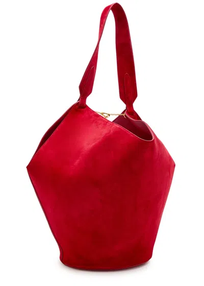 Khaite Open-top Leather Tote Bag In Red