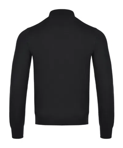 Tagliatore Palmer Long-sleeved Knitted Polo Shirt In Black