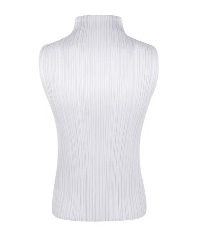 Issey Miyake Basics Pleated Funnel-neck Top In Gray