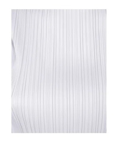 Issey Miyake Basics Pleated Funnel-neck Top In Gray