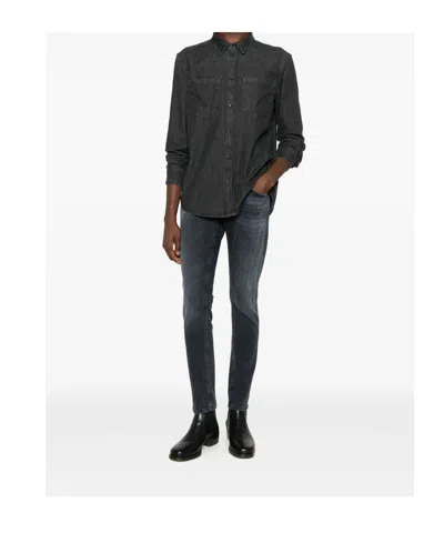 Dondup Brighton Straight Cut Denim Trousers In Black