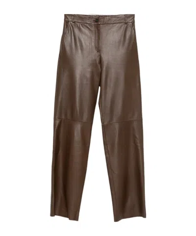 Antonelli Leather Straight-leg Trousers In Brown