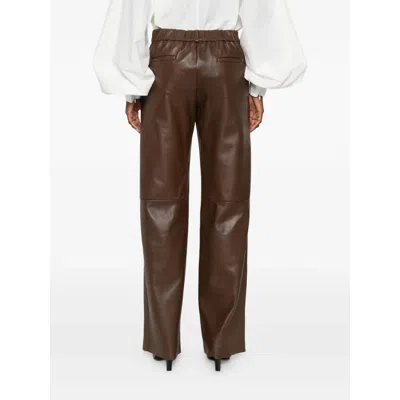 Antonelli Leather Straight-leg Trousers In Brown