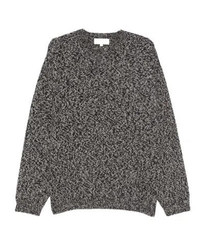Studio Nicholson Textured Multicolour Sweater With Dynamic Pattern In Black