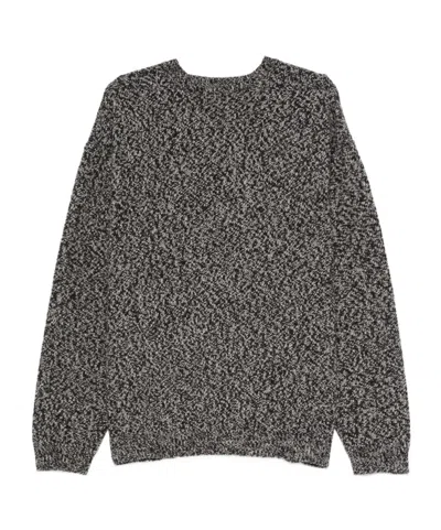 Studio Nicholson Textured Multicolour Sweater With Dynamic Pattern In Black
