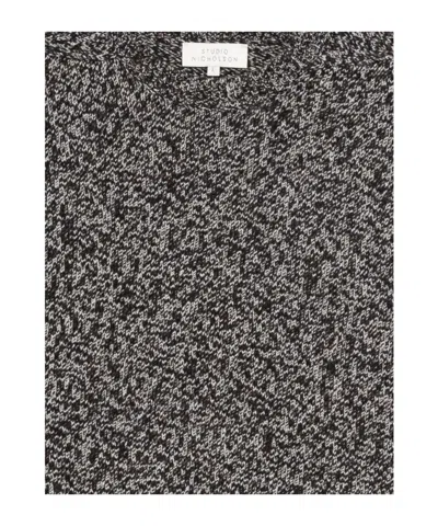 Studio Nicholson Textured Multicolour Sweater With Dynamic Pattern In Black