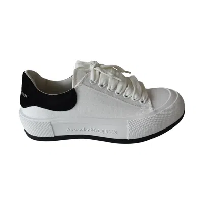 Alexander Mcqueen Deck Skate Plimsoll Lace Up White Black In White