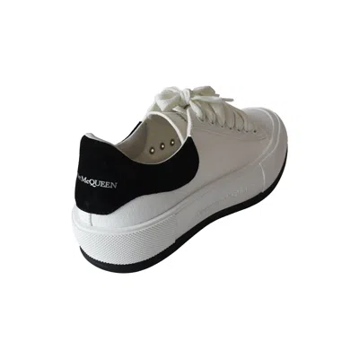 Alexander Mcqueen Deck Skate Plimsoll Lace Up White Black In White