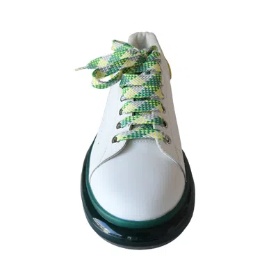 Alexander Mcqueen Larry Leather Sneaker White Green Transparent In White