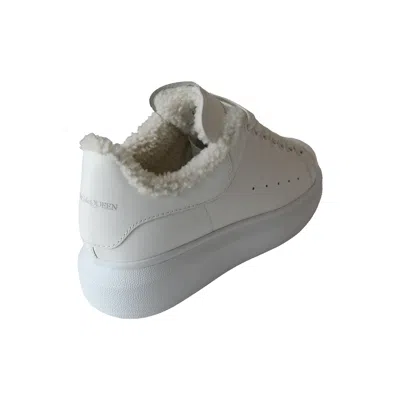Alexander Mcqueen Leather Fur Trim Sneakers White In White