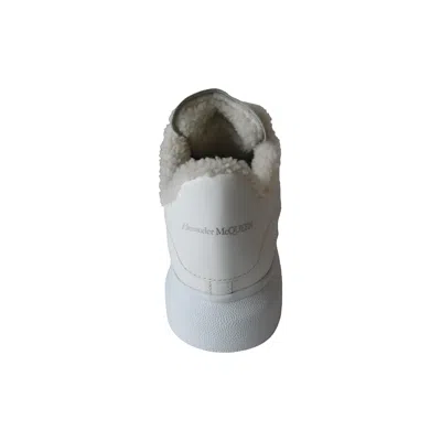 Alexander Mcqueen Leather Fur Trim Sneakers White In White