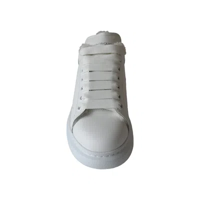 Alexander Mcqueen Leather Fur Trim Sneakers White In White