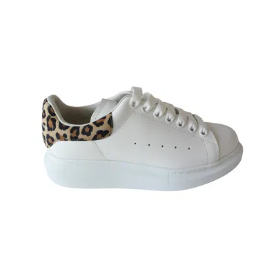 Alexander Mcqueen Leopard Print Oversized Sneakers White In White