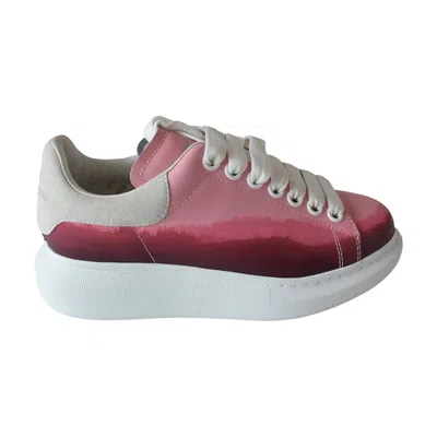 Alexander Mcqueen Oversized Dip Dye Leather Sneakers Pink In Red