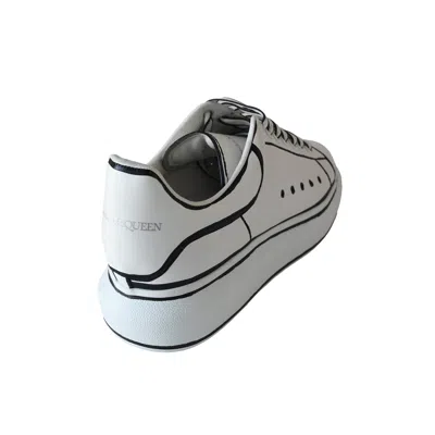 Alexander Mcqueen Oversized Contrasting Trim Sneakers Balck White In White