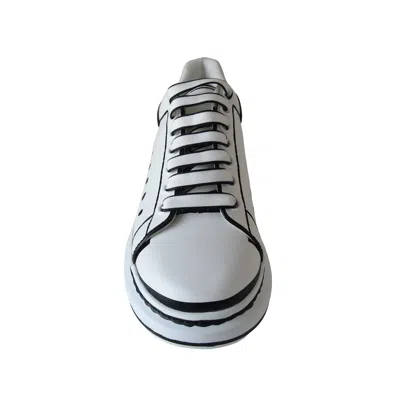 Alexander Mcqueen Oversized Contrasting Trim Sneakers Balck White In White