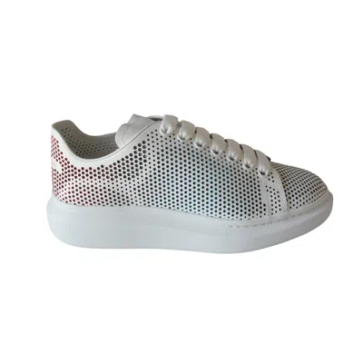 Alexander Mcqueen Perforated Leather Oversized Sneakers White Red In White
