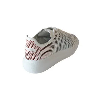Alexander Mcqueen Perforated Leather Oversized Sneakers White Red In White