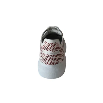 Alexander Mcqueen Perforated Leather Oversized Sneakers White Red In White