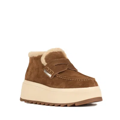 Ash Suede Ankle Boot With Shearling Lining And Platform Sole In Brown