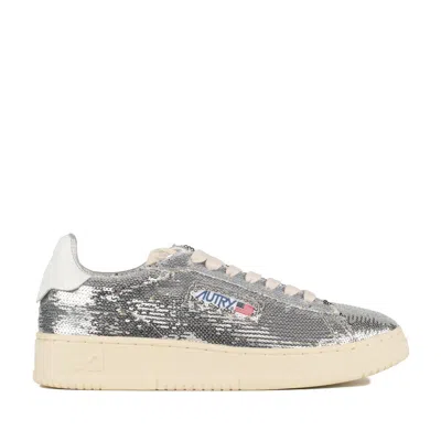 Autry Sequined Low Top Sneakers With Fabric Upper In Multi
