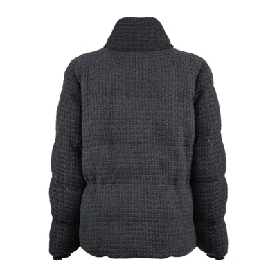 Fabiana Filippi Wool And Silk Down Jacket With Sequins In Black