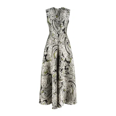 Co.go Cogo Paisley Patterned Jacquard Long Dress In Multi