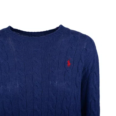 Ralph Lauren Blue Wool And Cashmere Cable-knit Crew Neck Over Sweater In Blue
