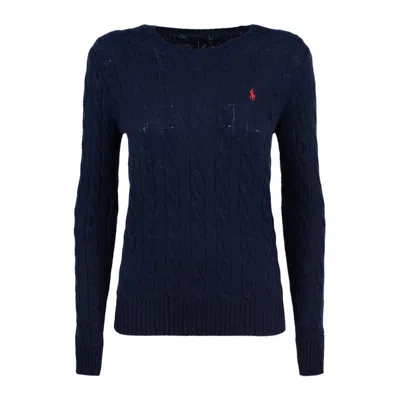 Ralph Lauren Blue Wool And Cashmere Cable-knit Crew-neck Sweater In Blue