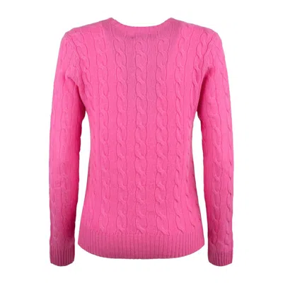 Ralph Lauren Fuchsia Wool And Cashmere Cable-knit Crew-neck Sweater In Pink