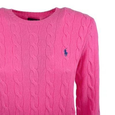 Ralph Lauren Fuchsia Wool And Cashmere Cable-knit Crew-neck Sweater In Pink