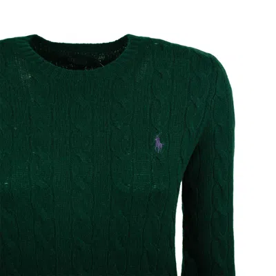 Ralph Lauren Green Wool And Cashmere Cable-knit Crew-neck Sweater In Green
